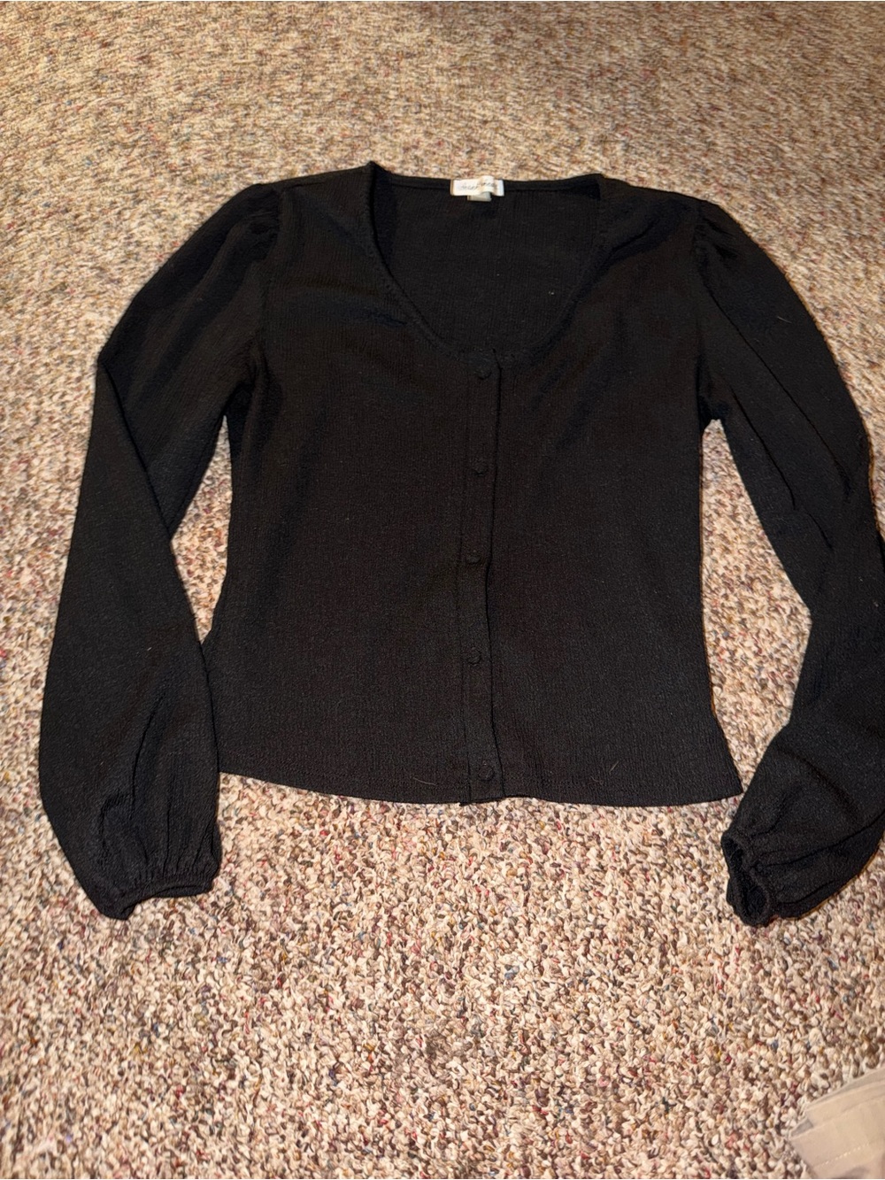 Black Button-Front Derek Heart Blouse